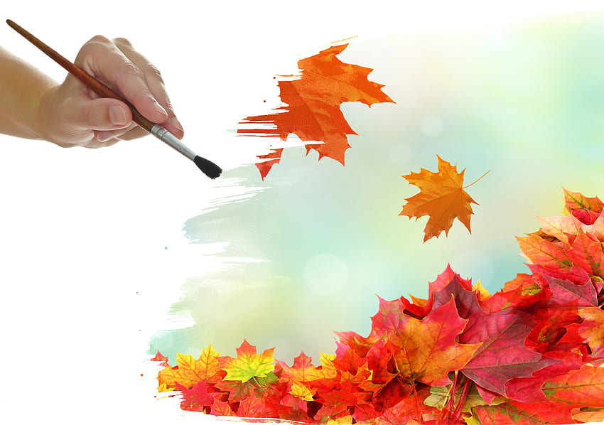 Leaves, graphy, brush, falling leaves, beauty, painting, autumn, sweet, beautiful, autumn leaves, hand, pretty, drawing, autumn colors, autumn time, nature, leaf, lovely HD wallpaper