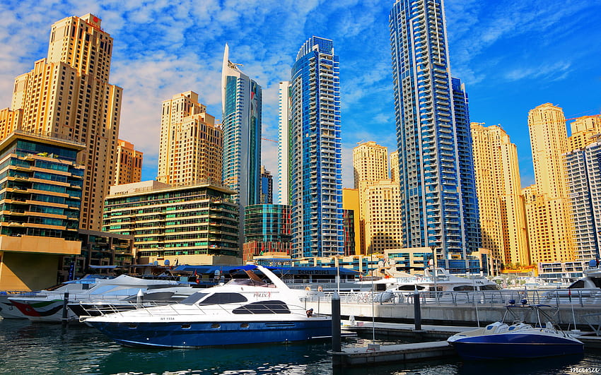 Porto di Abu Dhabi, skyline, abu dhabi, barche, porto Sfondo HD