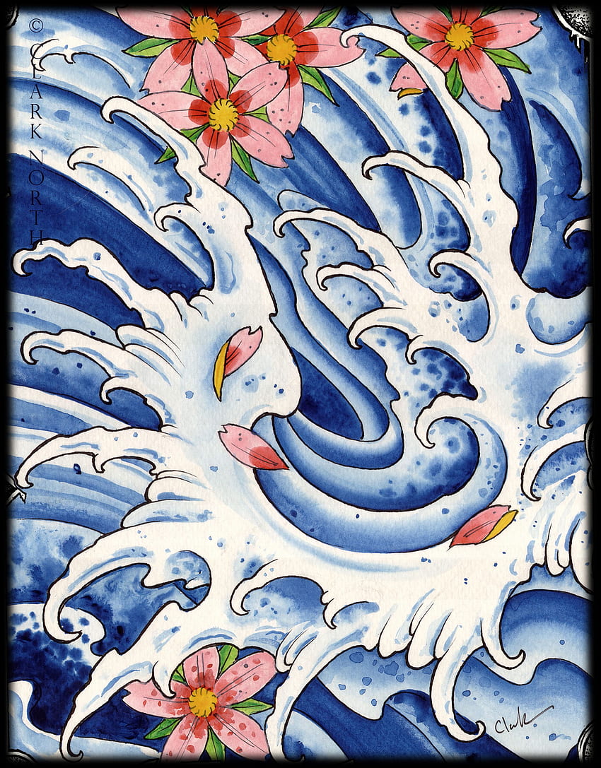 Water Splash Japanese Wave Tattoojapanese Wave Stock Vector Royalty Free  1381138664  Shutterstock