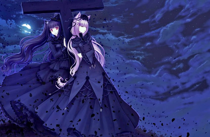 Both Sides, night, goth, anime, dark HD wallpaper