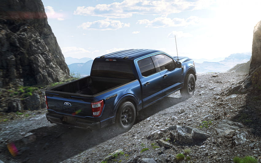 2023, Ford F-150 Rattler, rear view, exterior, blue pickup truck, blue F-150, american cars, Ford HD wallpaper