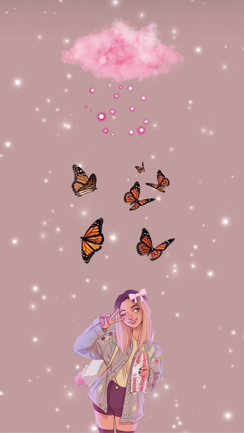 girlygirl pink glitter butterfly HD phone wallpaper