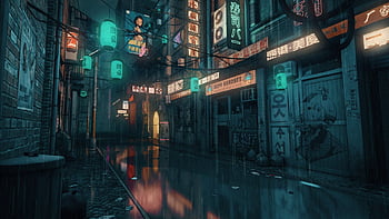 Wallpaper : ai art, cyberpunk, neon, alleyway, assassins, city lights  1920x1080 - alx - 2215456 - HD Wallpapers - WallHere