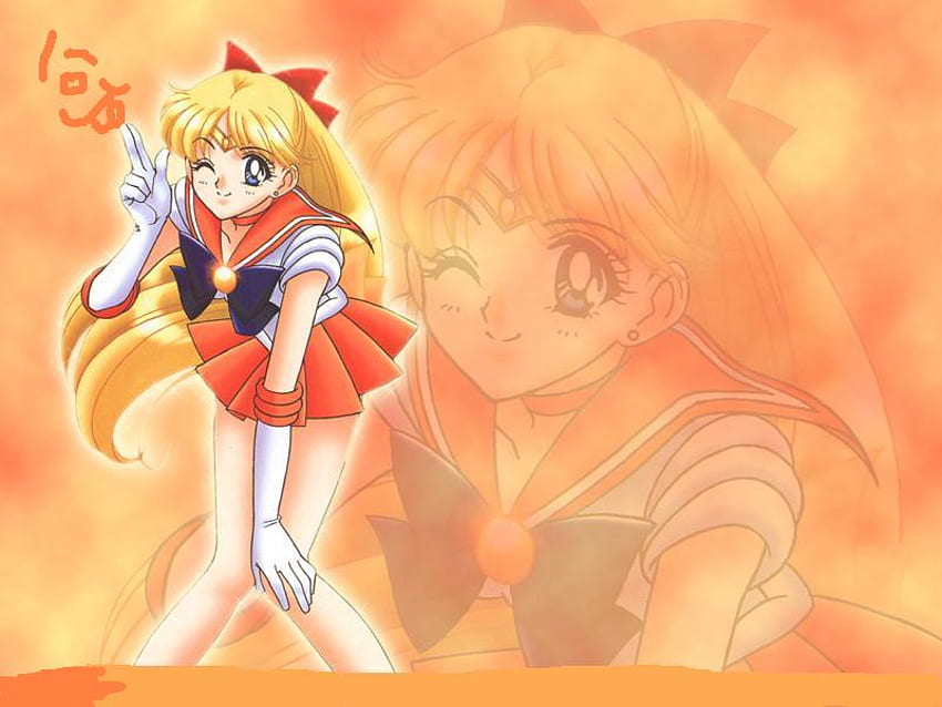 Sailor Venus, anime girl, anime, sailormoon, yellow, cute, girl, female HD wallpaper