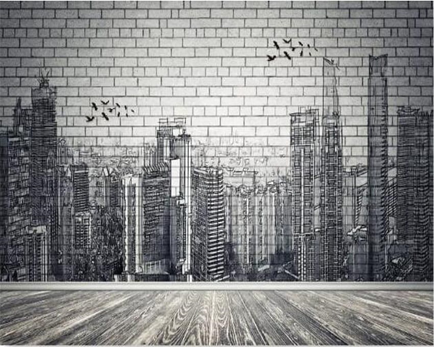 beibehang Custom murals European retro vintage city buildings black and white hand painted old street 3D background. . - AliExpress, Black and White Buildings On HD wallpaper
