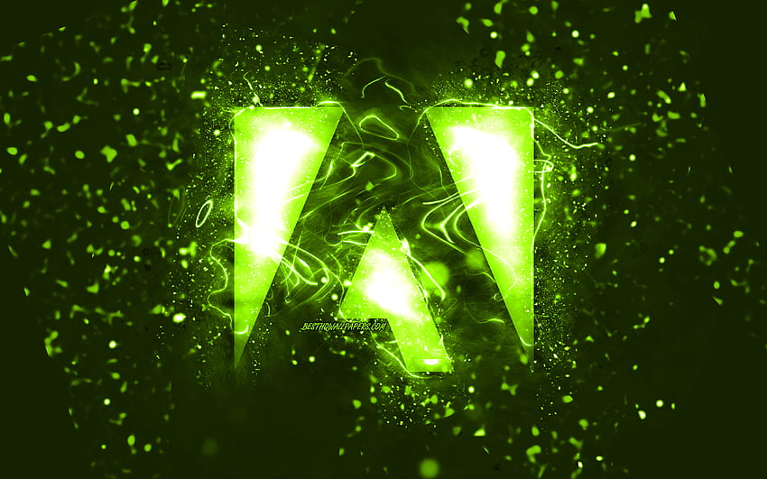 Adobe lime logo, , lime neon lights, creative, lime abstract background, Adobe logo, brands, Adobe HD wallpaper