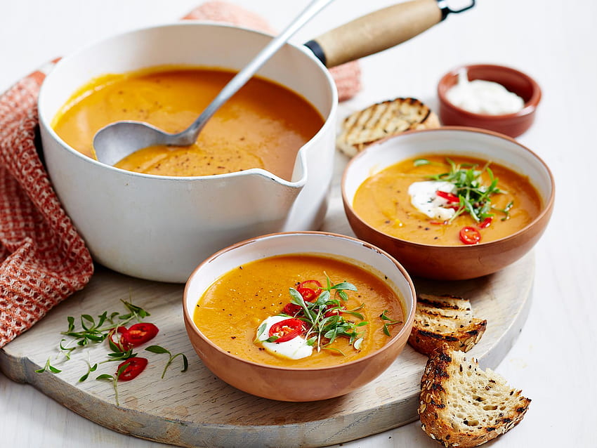 Suppe - Karotten- und Rote-Linsen-Suppe - HD-Hintergrundbild