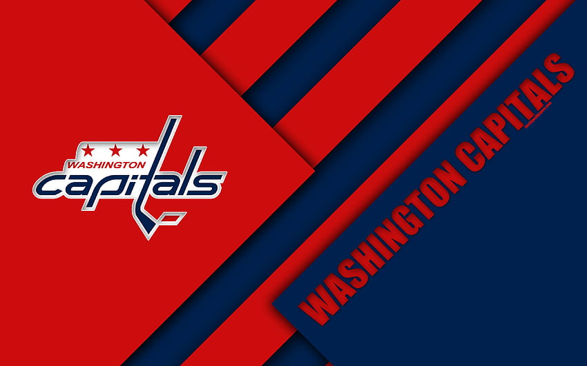 Washington Capitals, NHL, , material design, logo, blue red abstraction, lines, American hockey club, Washington, USA, National Hockey League for with resolution . High Quality HD wallpaper