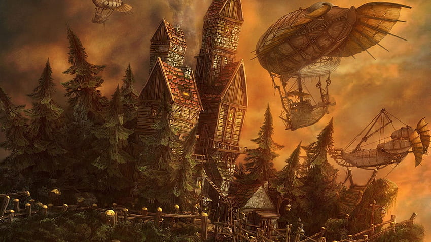 Steampunk Background. Steampunk , Steampunk Sci Fi And Steampunk Gears, Steampunk Landscape HD wallpaper