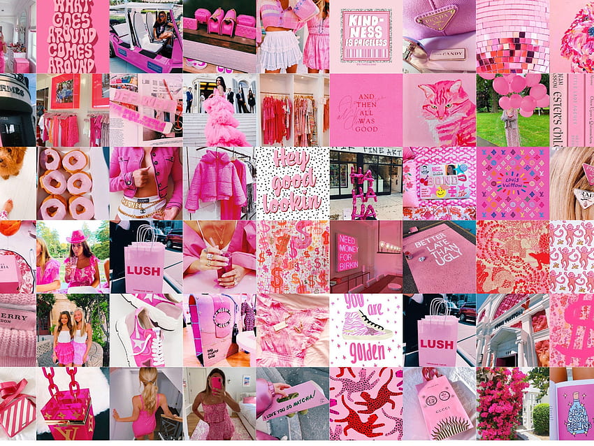 Pink Preppy Estetik Duvar Kolajı Kiti HD duvar kağıdı