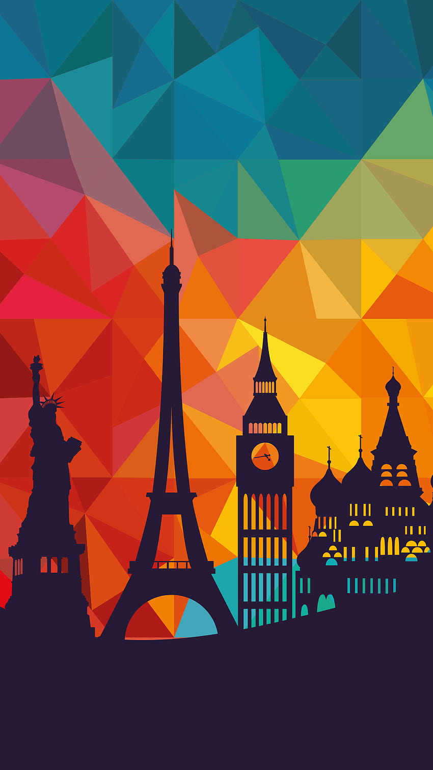 Ƒ↑KLIKNIJ I POBIERZ APLIKACJĘ! Art Creative Multicolor City Paris, Art Travel Tapeta na telefon HD