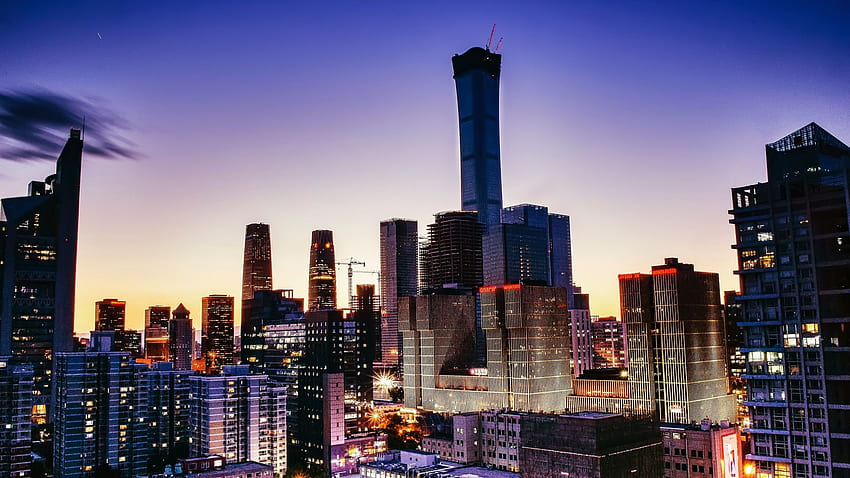 buildings of beijing, cityscape, sunset, dawn, , , background, d467af, Beijing Skyline HD wallpaper