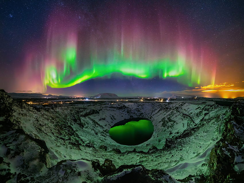 Northern lights, Iceland, Stars, Lake, Night, Lights HD wallpaper