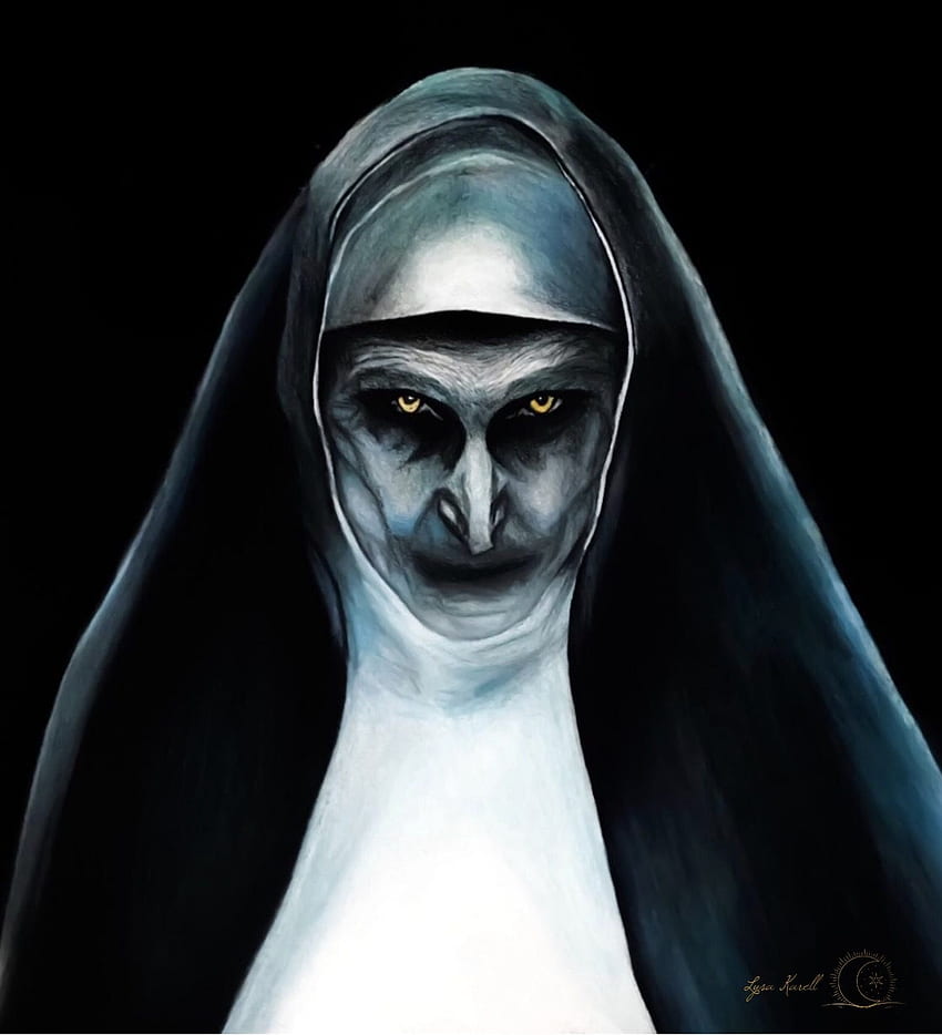 La nonne. Dessin d'horreur, Peintures de la nonne, graphie d'horreur, Evil Nun Fond d'écran de téléphone HD