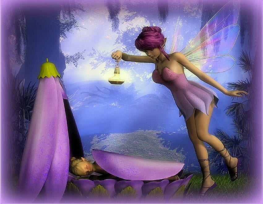 Fairy Dreams, colors, digital art, fantasy aficionados, dress, wing, butterfly designs, female, weird things people wears, dreams, most ed, attractions in dreams, characters, 3D art, purple, love four seasons, fairy, pink, pretty, cool, lovely, hair HD wallpaper