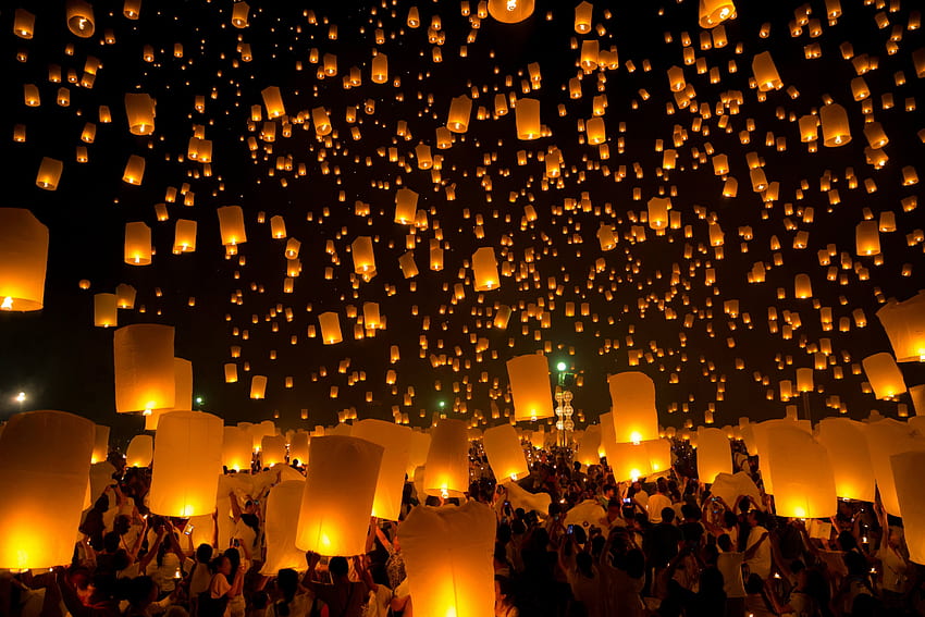 Фестивал на небесните фенери в Тайланд - 1539 г HD тапет