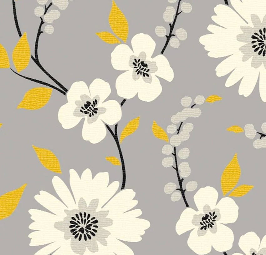 Modern Floral Patterns, Gray Flower HD wallpaper