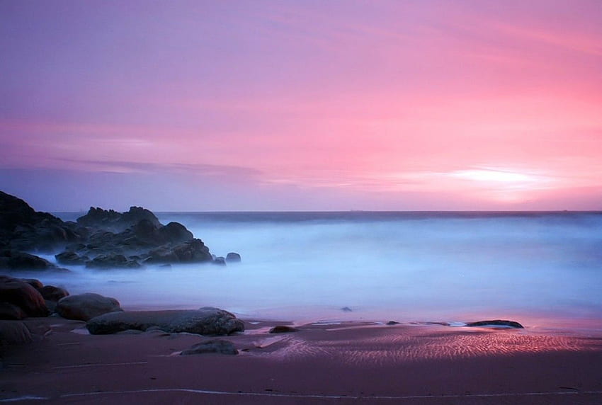 Couchers de soleil: COTTON CANDY SUNSET Blue Ocean Pink Beach Best , Pink Beach Laptop Fond d'écran HD
