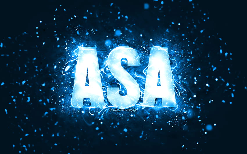 Happy Birtay Asa, , blue neon lights, Asa name, creative, Asa Happy Birtay, Asa Birtay, popular american male names, with Asa name, Asa HD wallpaper