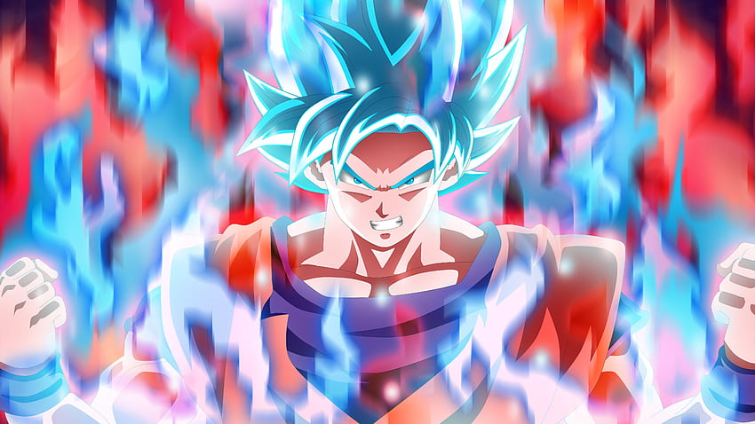 Ilustrasi tinju Son Goku SSJ Blue King Kai Wallpaper HD