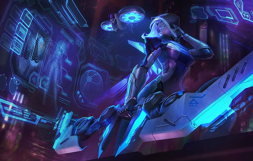 girl, fiction, art, Archer, League of Legends, cyber, ashe, frost archer for , section игры HD wallpaper girl, fiction, art, Archer, League of Legends, cyber, ashe, frost archer for , section игры HD wallpaper