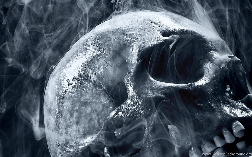 Skull, Smoke, Blue, Scary, Death Dual. Background HD wallpaper