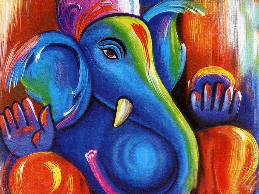 CRAFTSFEST Unframed Canvas Colourful Ganesh Ji Wall Painting for Living  Room Bedroom Office Hotels Drawing Room Size W x H 24 inch x 36  inch  Amazonin Home  Kitchen