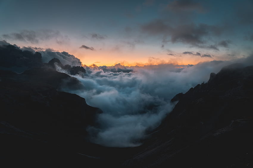 Nature, Sky, Mountains, Smoke, Clouds, Height HD wallpaper