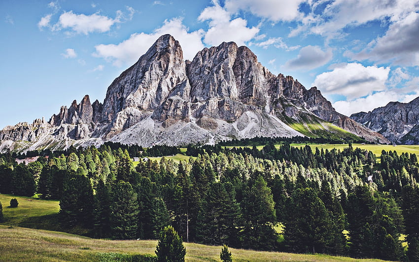 Peitlerkofel, mountains, summer, Alps, italian landmarks, Dolomites, South Tyrol, Italy, R, beautiful nature, Europe HD wallpaper