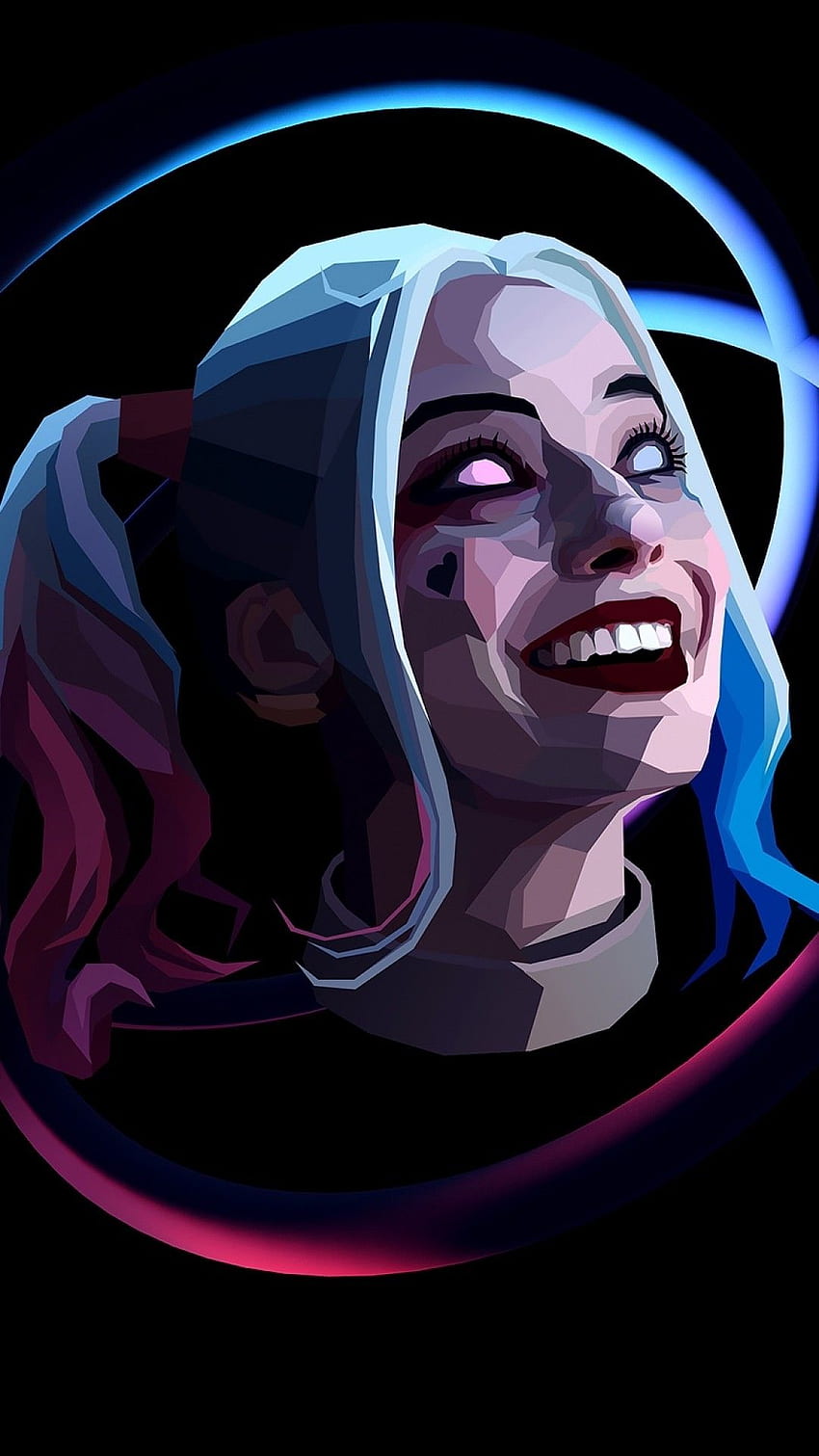 Harley Quinn, opera d'arte, sorriso raccapricciante per iPhone 8, iPhone 7 Plus, iPhone 6+, Sony Xperia Z, HTC One, cartone animato raccapricciante Sfondo del telefono HD
