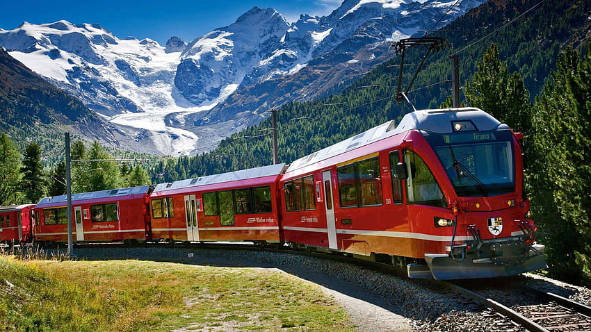 Bernina Express Bahnfahrt nach St. Moritz, Glacier Express HD-Hintergrundbild