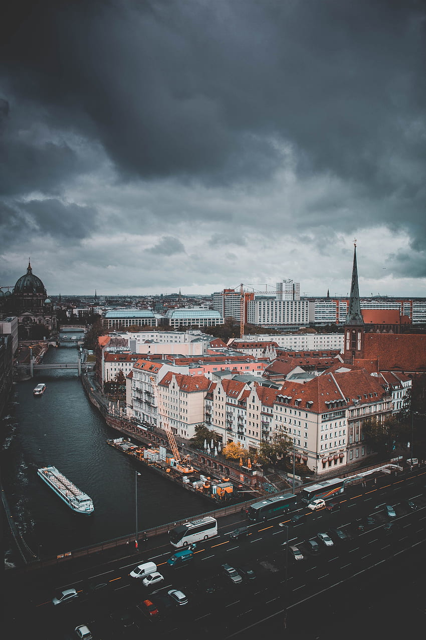 เมือง, แม่น้ำ, เบอร์ลิน, ดูจากด้านบน, เยอรมนี, อาคาร วอลล์เปเปอร์โทรศัพท์ HD