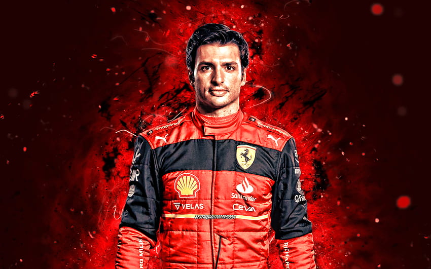 Carlos Sainz Jr, , 2022, ไฟนีออนสีแดง, Formula 1, Scuderia Ferrari, สร้างสรรค์, Ferrari 2022, Ferrari, Carlos Sainz Jr Ferrari, Carlos Sainz Jr วอลล์เปเปอร์ HD