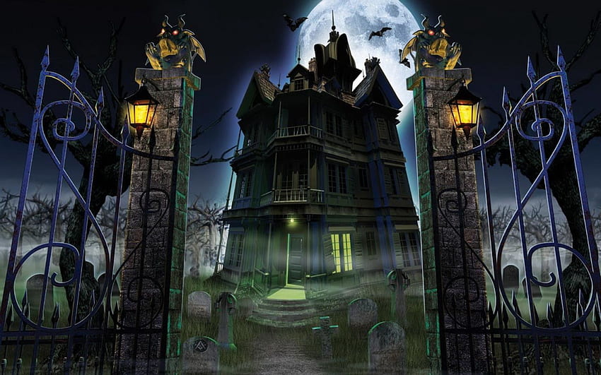 3D Halloween Haunted House HD wallpaper