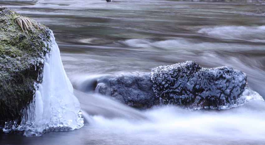Icy Falls, winter, waterfalls, nature HD wallpaper