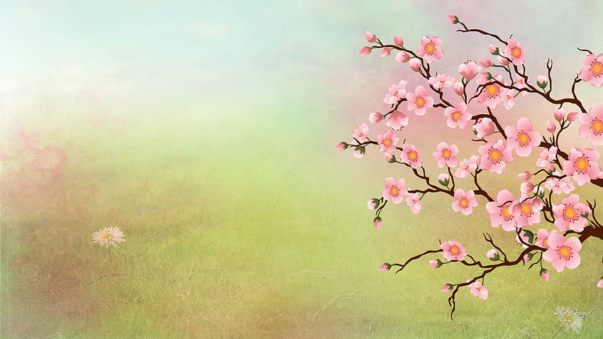 Пролетно усещане, розово, абстрактно, сакура, цветя, цветя, пролет, черешови цветове, тема за Firefox Persona HD тапет