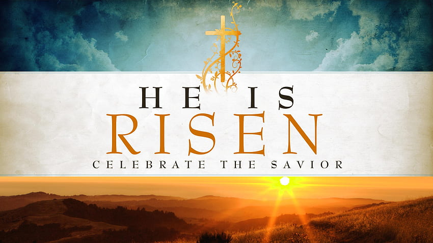 He Is Risen!, risen, holiday, Easter, Jesus, cross, clouds, sun, sunrise HD wallpaper