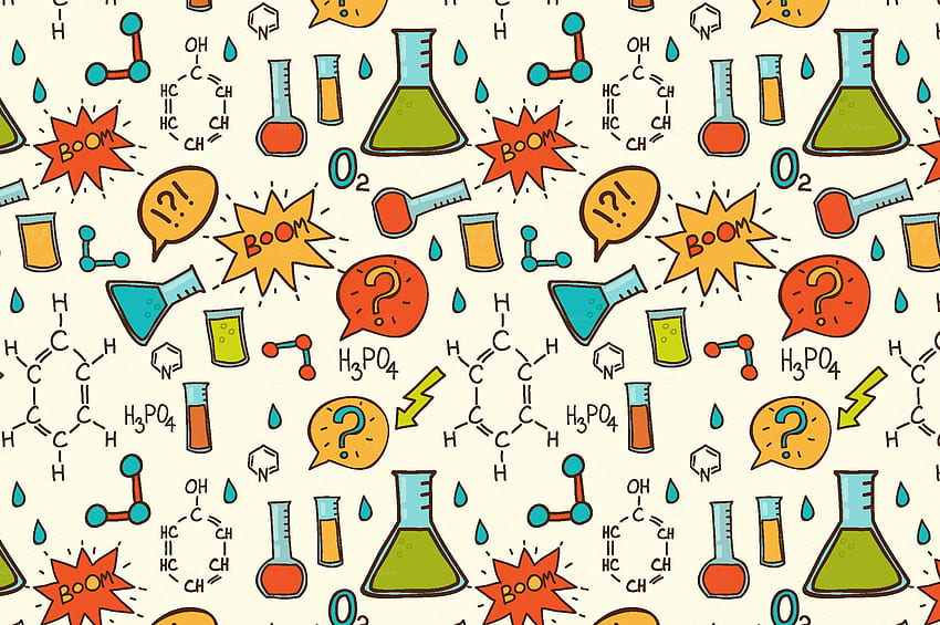 かわいい化学のタイポグラフィ - かわいい化学の背景 -、素晴らしい生化学 高画質の壁紙