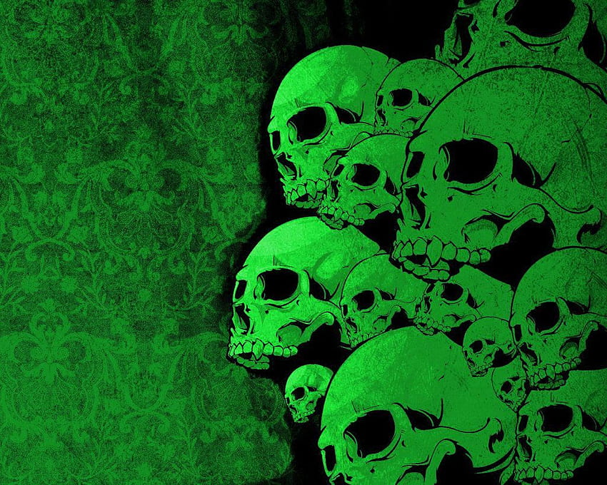 green skulls HD wallpaper