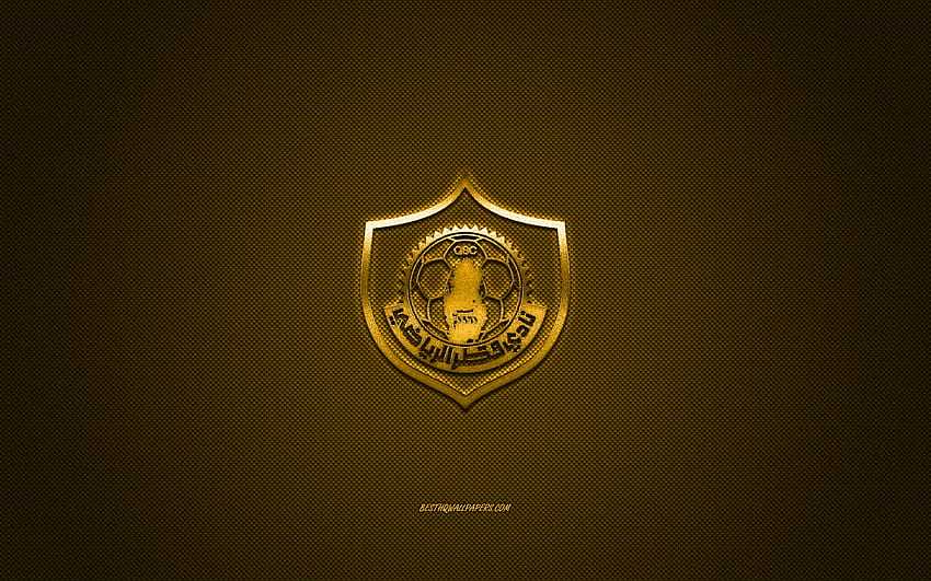 Qatar SC, Qatar Football Club, QSL, goldenes Logo, goldener Kohlefaserhintergrund, Qatar Stars League, Fußball, Doha, Qatar, Qatar SC-Logo HD-Hintergrundbild
