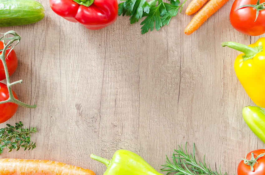 Légumes assortis sur une surface brune · Bouillon, Nutrition Fond d'écran HD