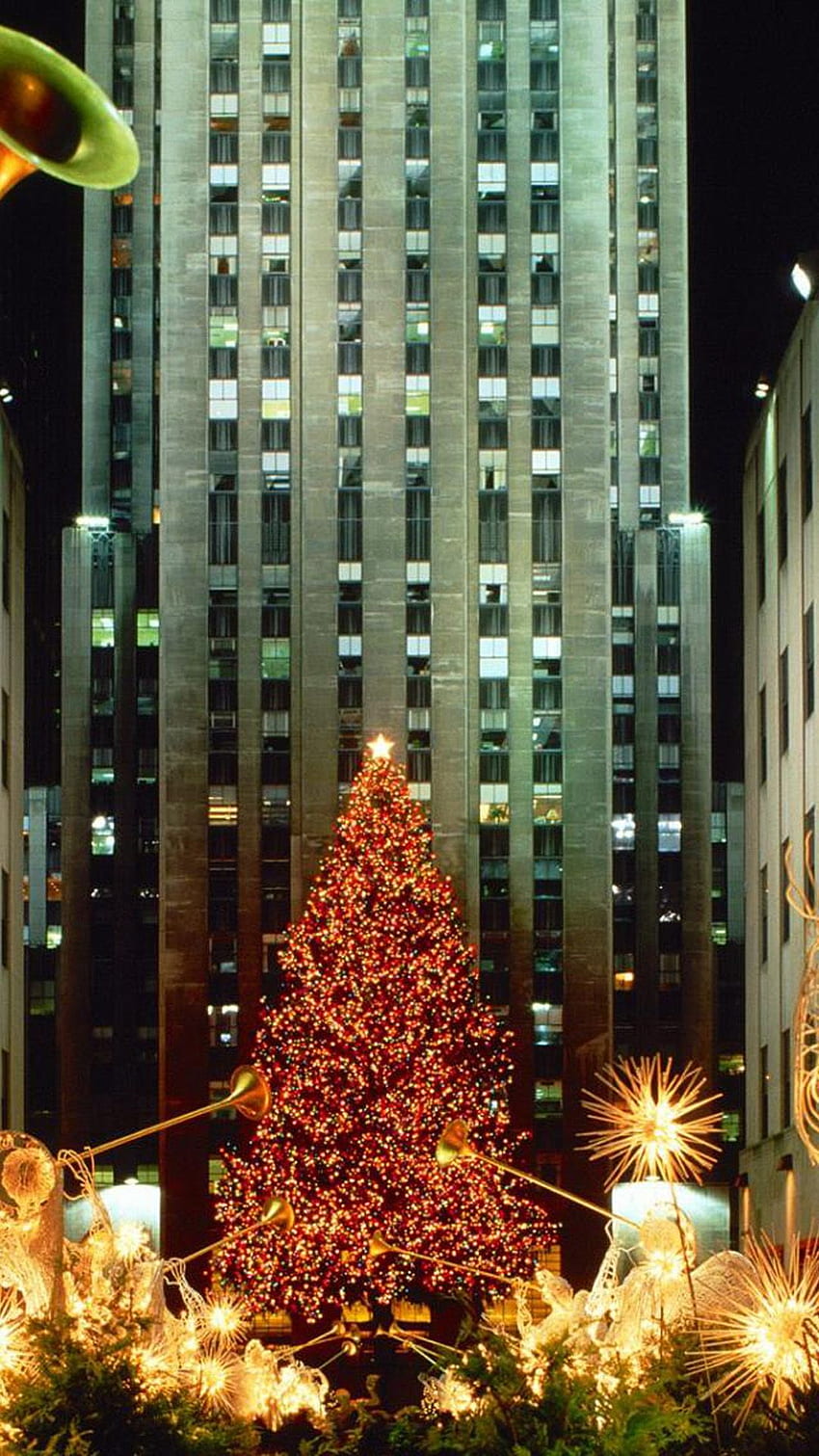 Natal Di New York Tree Lights Android wallpaper ponsel HD