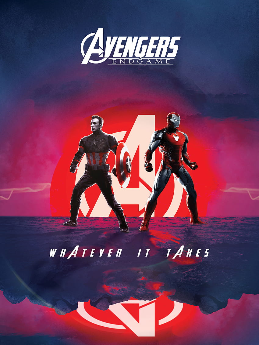 Capitán América, Iron Man, Avengers: Endgame, película, arte fondo de pantalla del teléfono