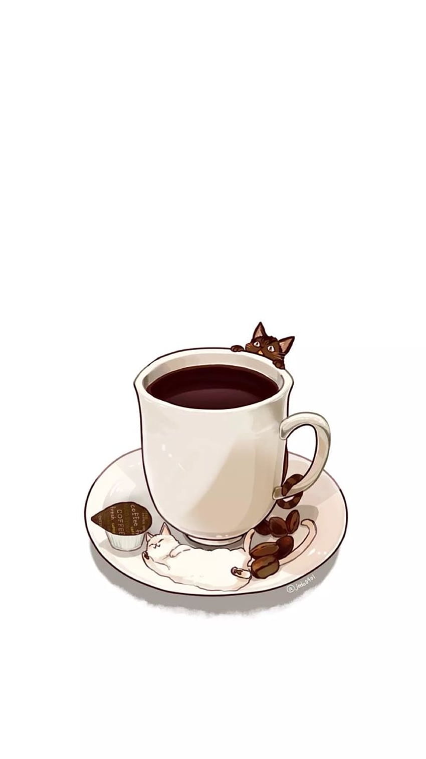 schnief. Kaffeekunst, Kaffeeillustration, Lebensmittelillustrationen, Kaffeekarikatur HD-Handy-Hintergrundbild