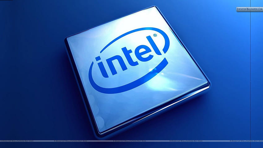 Logotipo da empresa Intel em fundo azul papel de parede HD