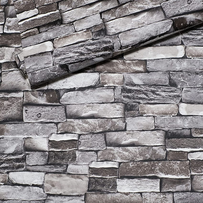 Compre Kmiles Brick, piedra removible e impermeable texturizada para el diseño del hogar y la decoración de habitaciones, tamaño súper grande 21 X 393.7 GrayBlack en línea en Indonesia. B08PSQDDRP, piedra gris fondo de pantalla del teléfono
