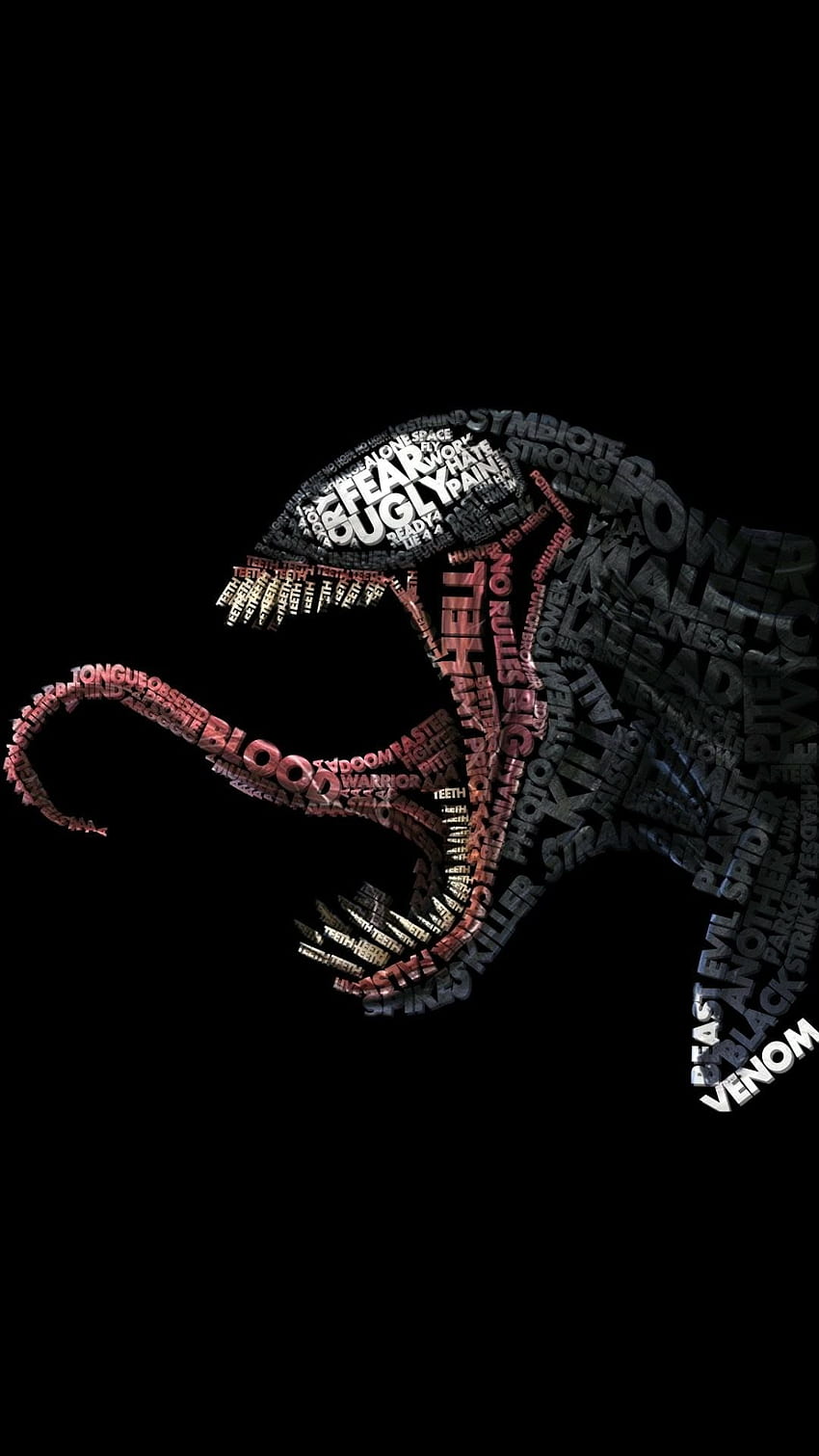 Rony Karnady über Amoled. Venom, typografisches Porträt, Superheldenkunst, Venom Amoled HD-Handy-Hintergrundbild