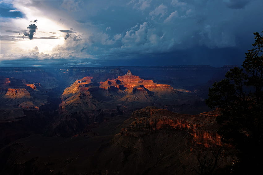 Natura, Notte, Nubi, Canyon, Coperto, Prevalentemente nuvoloso, Grand Canyon Sfondo HD