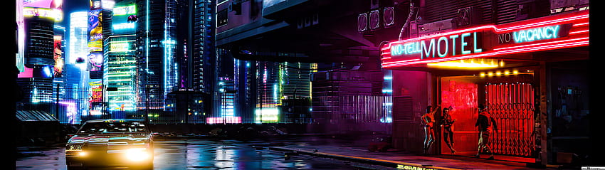 Cyberpunk 2077 - CITY , Dual-Screen HD-Hintergrundbild