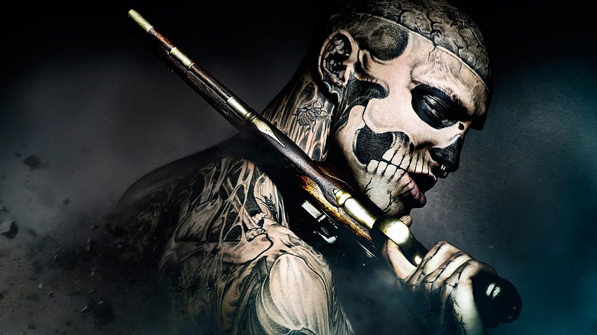 Premium Vector  Tattoo art guns and skull hand drawing isolated